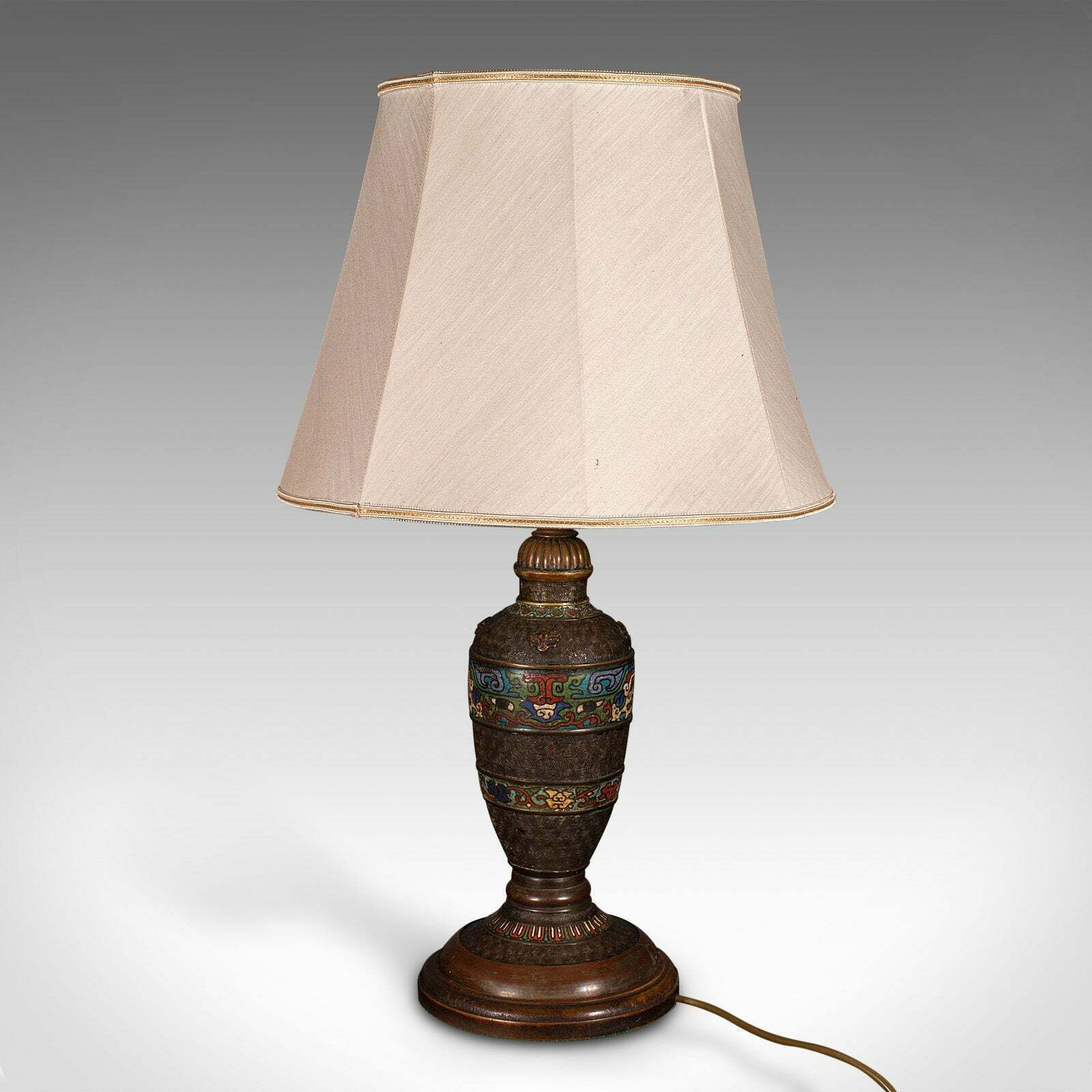 Antique Cloisonne Lamp, Japanese, Bronze, Table Light, Victorian, Meiji, C.1850 photo vinterior