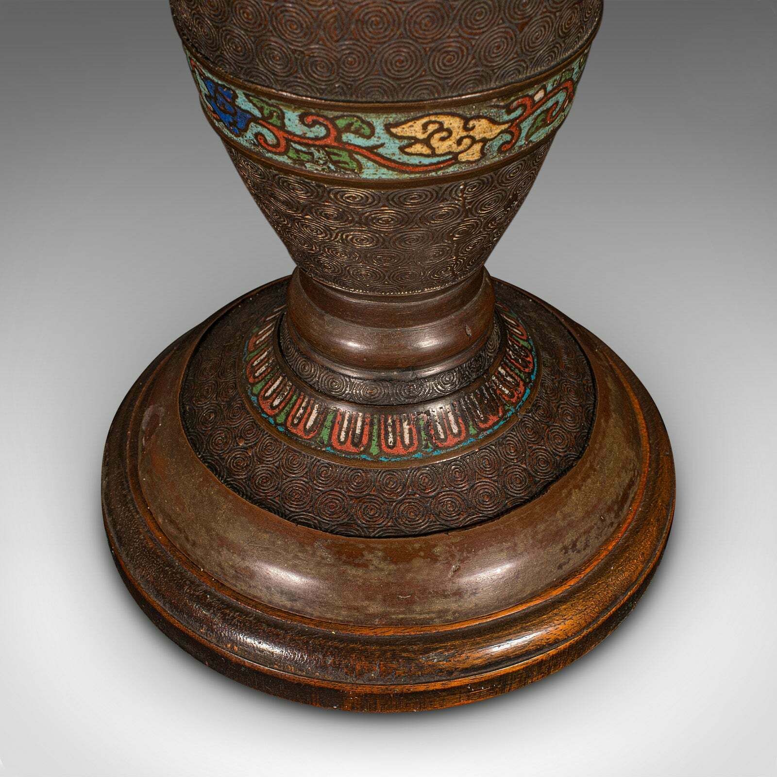 photo furniture Antique Cloisonne Lamp, Japanese, Bronze, Table Light, Victorian, Meiji, C.1850