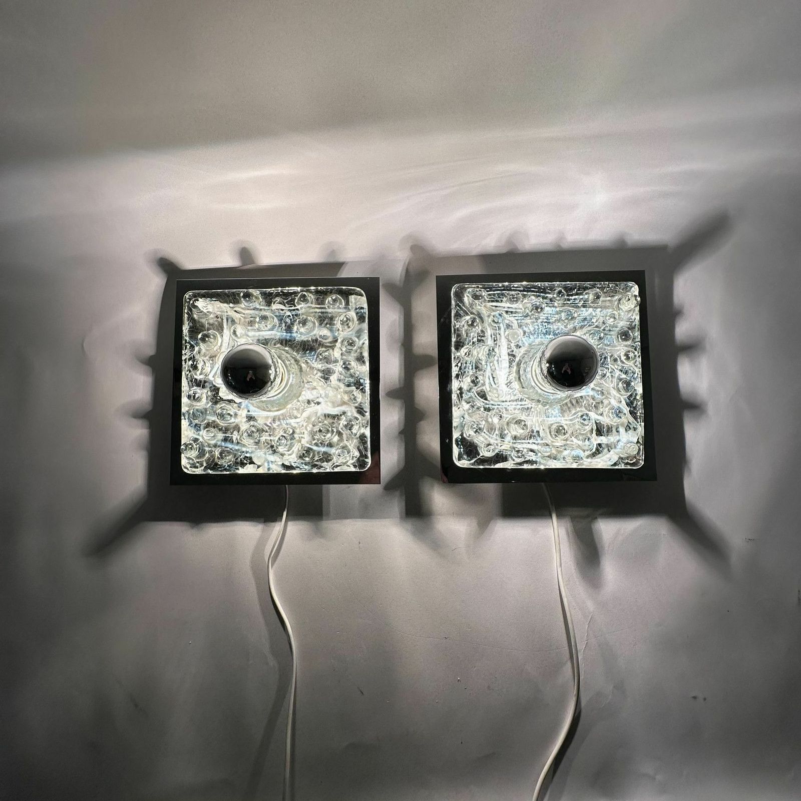 photo for sale Set Of 2 Murano Glass Mazzega Wall Lamp , 1970’s