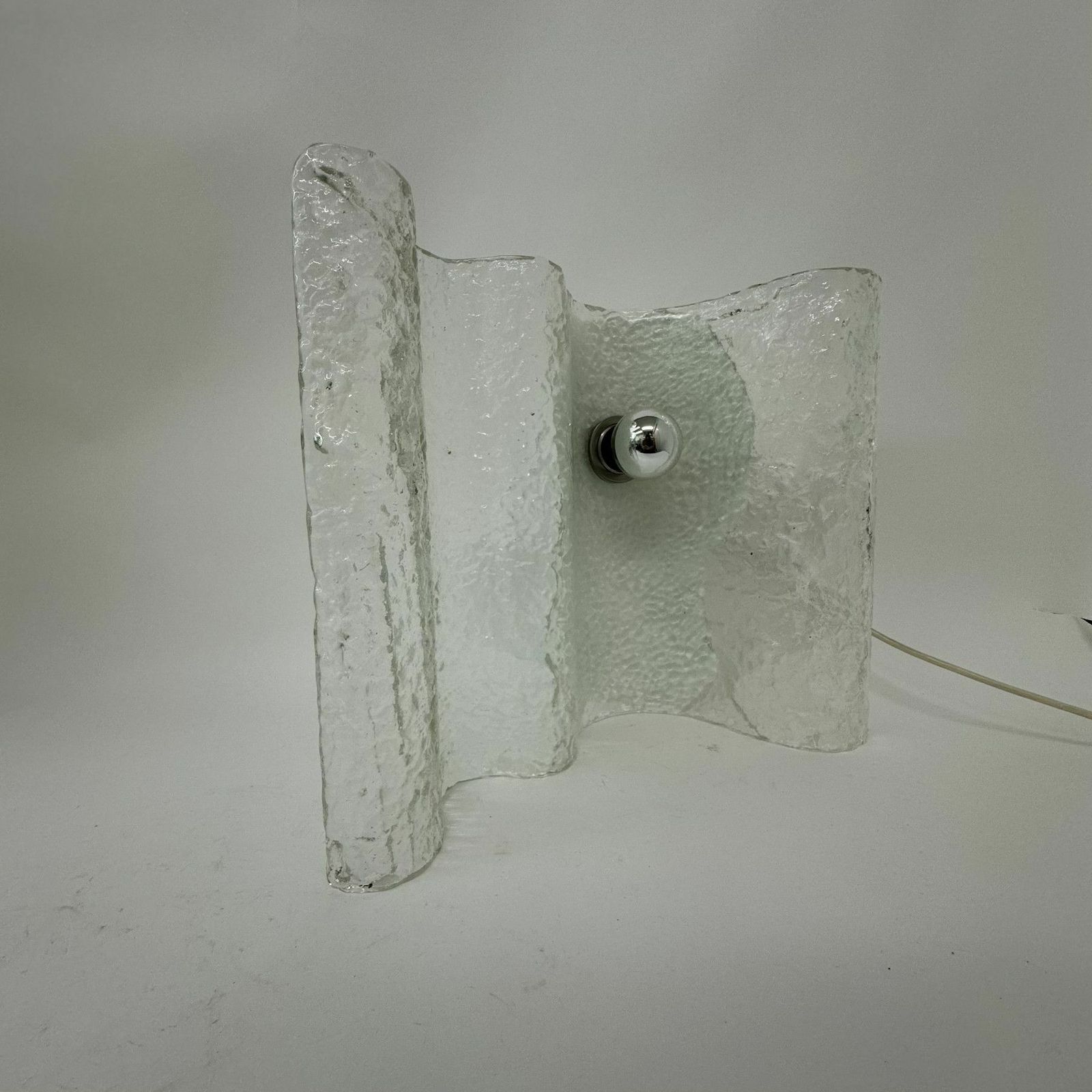 Verlichting Kalmar Wave Ijsglas Tafellamp, Jaren 1970, Duitsland photo