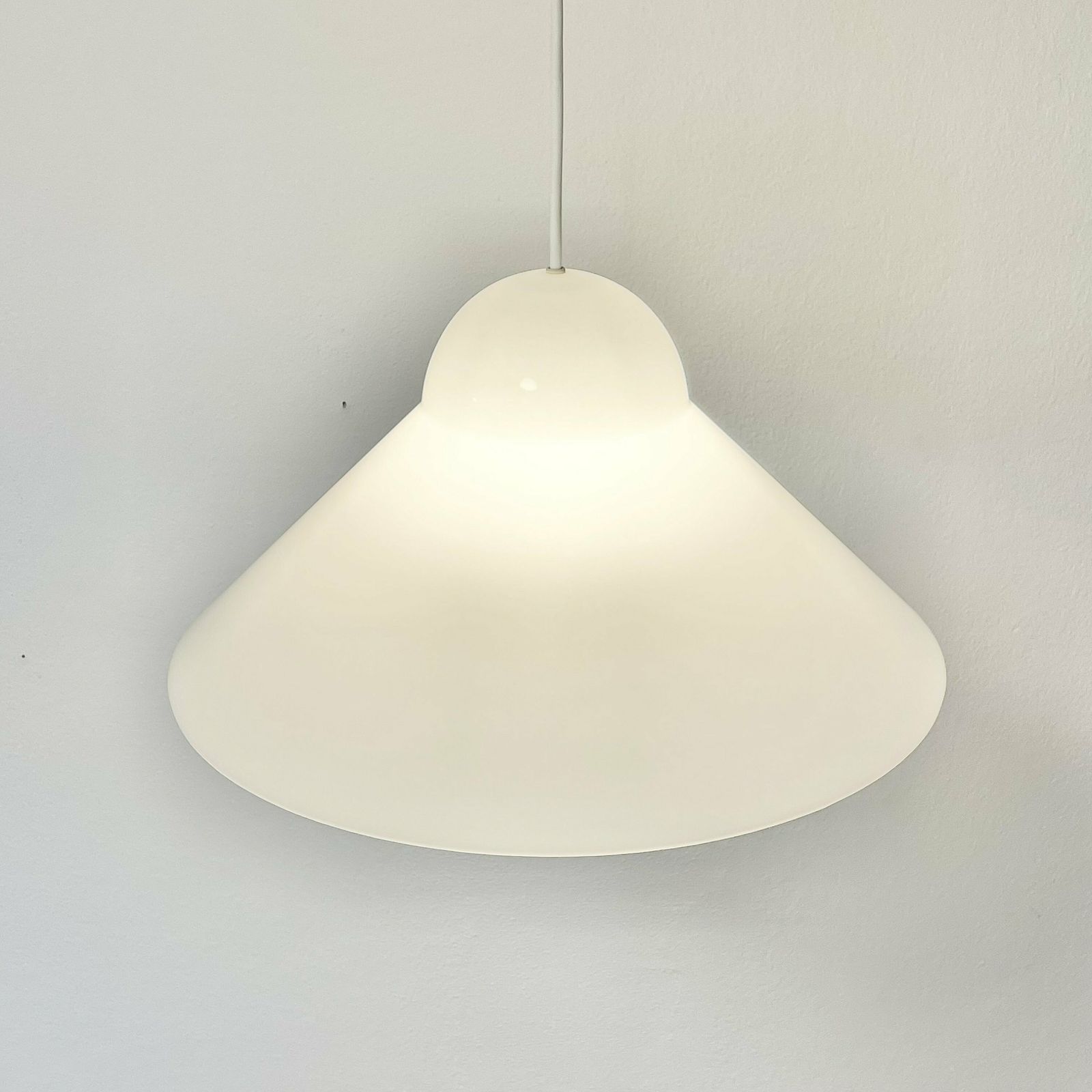 Cool Danish Vintage 1980s Minimalist Ceiling Lamp In White Plastic   Design By Friis & Moltke For Lampas photo vinterior