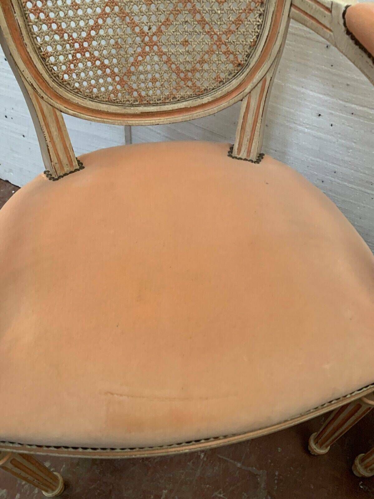 Pair Of Louis XVI Style Armchairs In 20th Century Patinated Beech photo Furniture