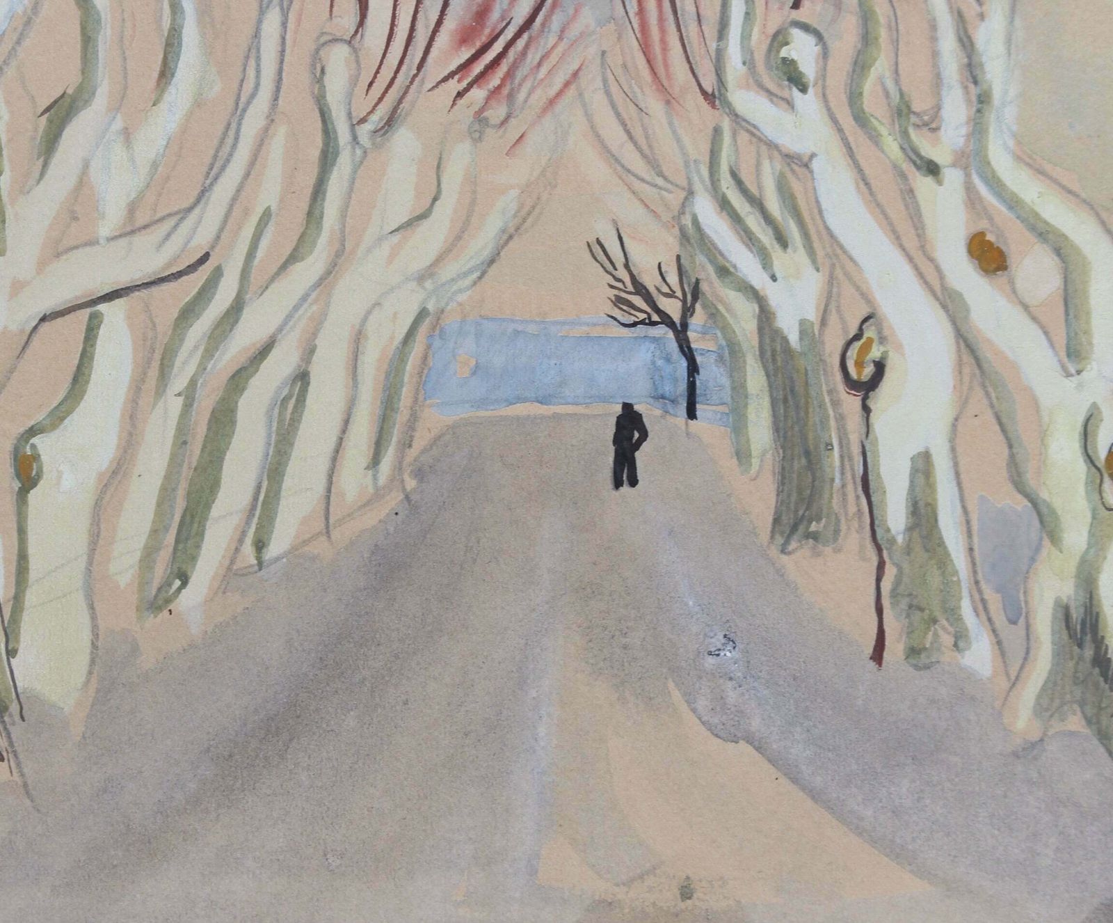 'Row Of Plane Trees In Winter   Maussane Les Alpilles' By Yves Brayer (1946) photo vintage