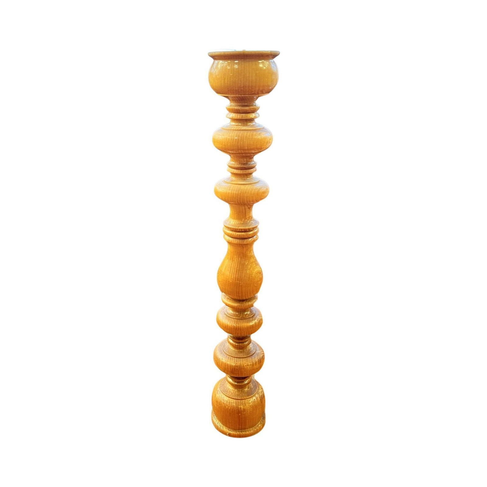 Large Wooden Turned Candle Holder Belgium, 1970s. photo vinterior