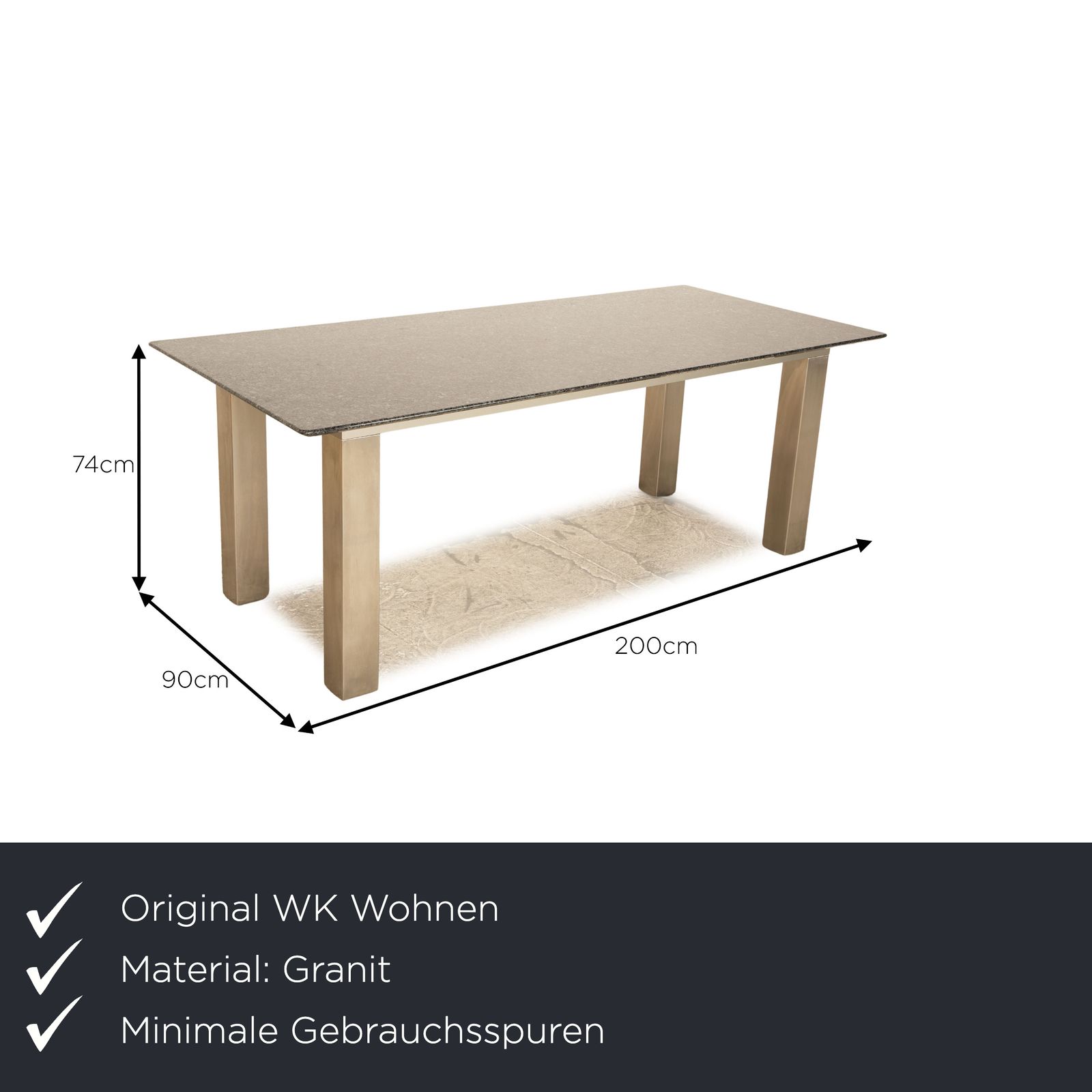 Table à manger WK Wohnen en pierre granit gris bleu nacré photo furniture