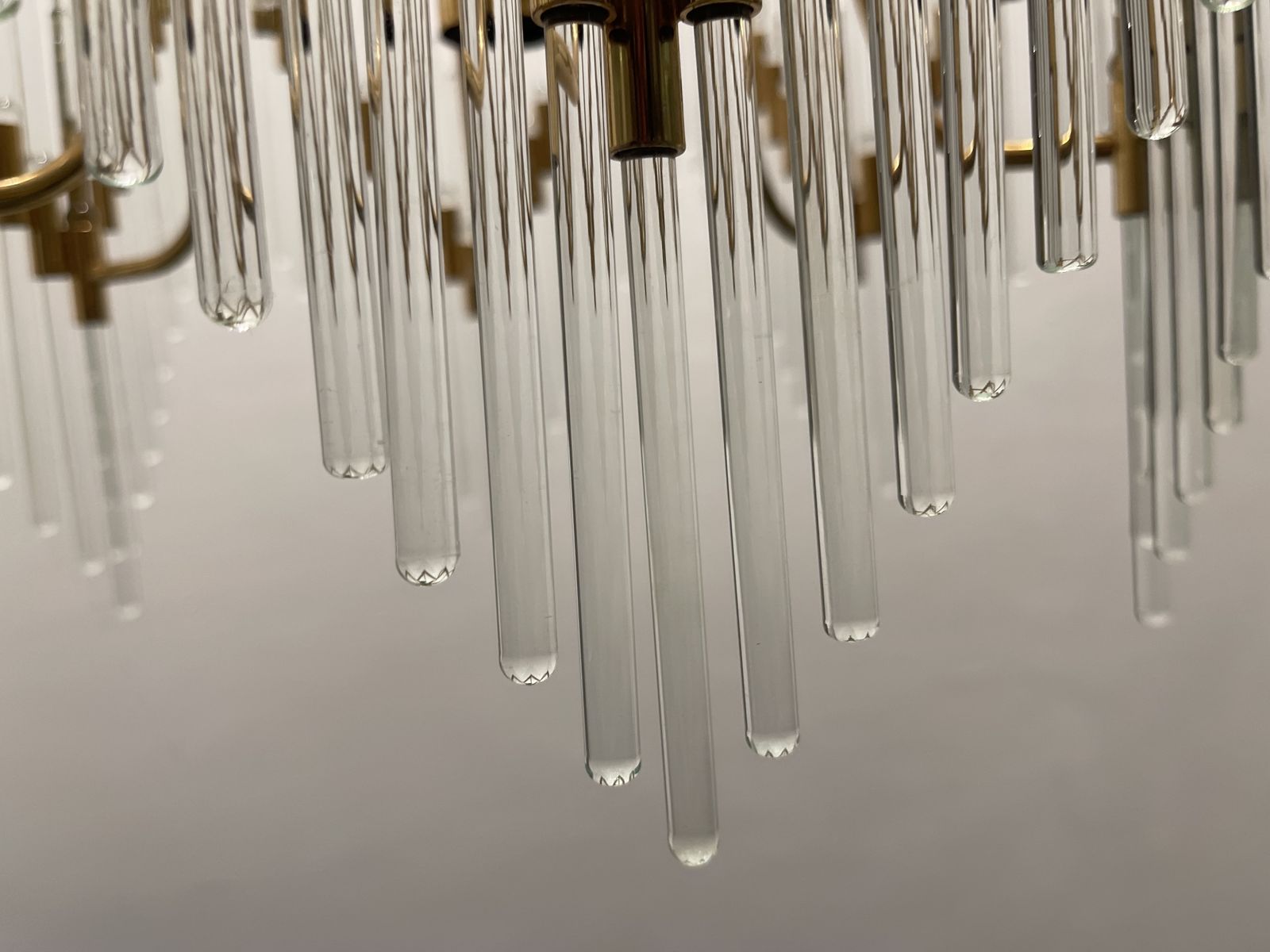 Brass Murano Glass Rod Chandelier 1970’s photo Lighting