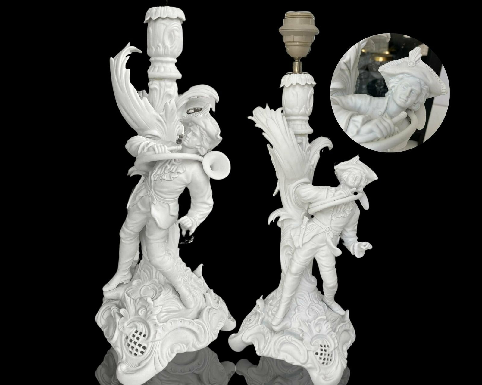 Biscuit Porcelain Figurine Lamp | Xxl | Made In Germany | Signed | 1pcs