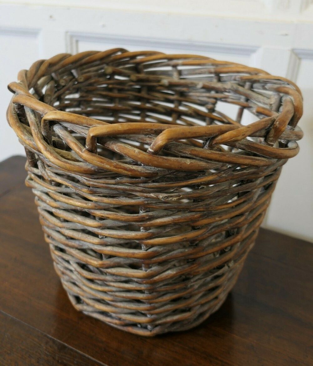 Antique Wicker Waste Paper Basket photo Home Decor