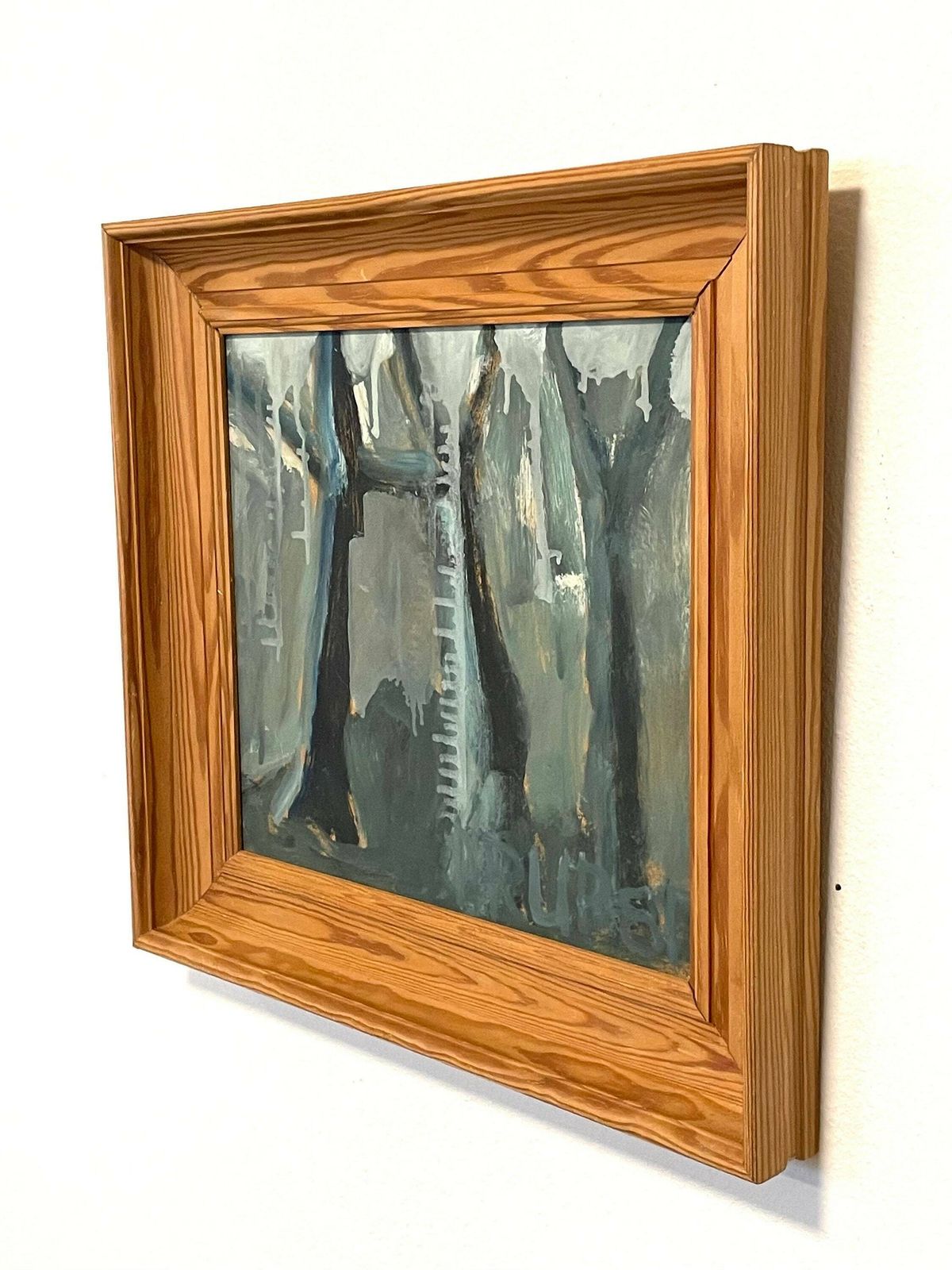 Original Danish Abstract Expressionist 1980s Oil Painting By Inge Hørup photo vintage