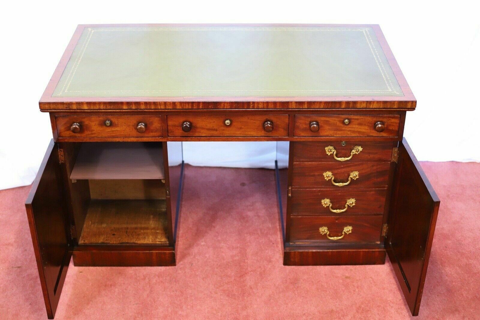 photo furniture Stunning Victorian Mahogany Partners Pedestal Desk
