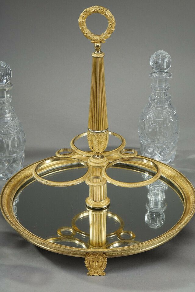 Charles X Period Liquor Service In Gilt Bronze And Cut Crystal photo Home Decor
