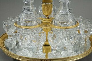 Charles X Period Liquor Service In Gilt Bronze And Cut Crystal photo vintage