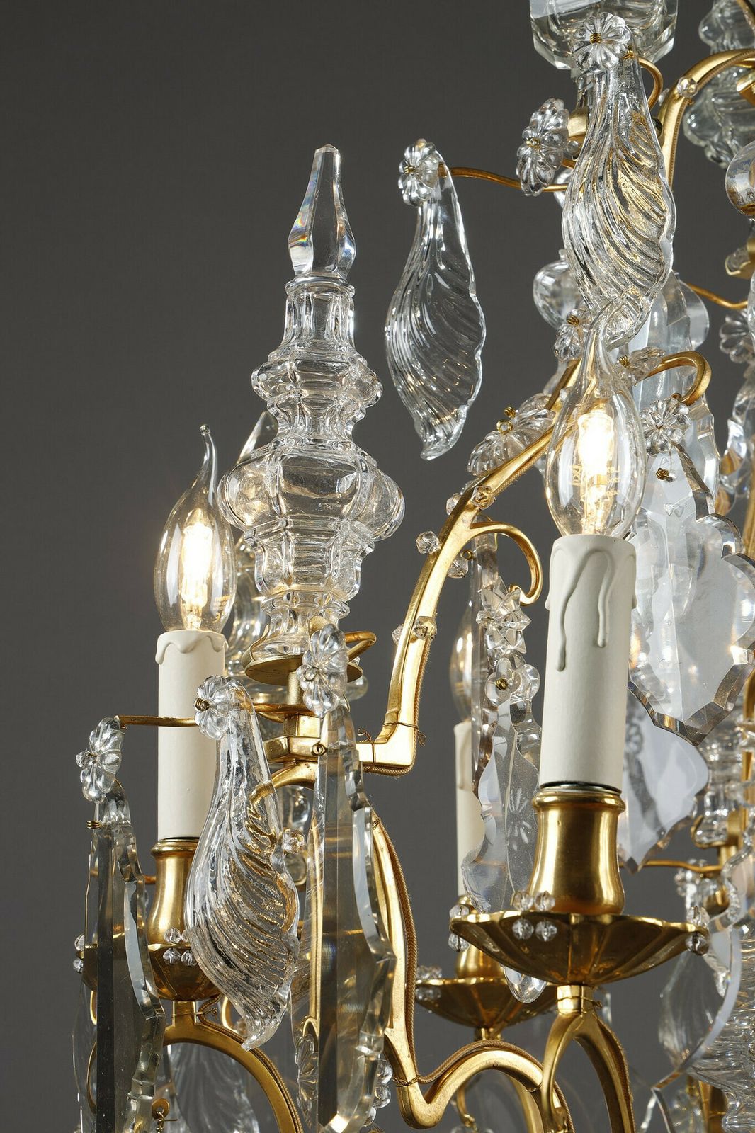 Lighting Six Light Gilt Bronze Cage Chandelier With Cut Crystal Pendants And Daggers photo