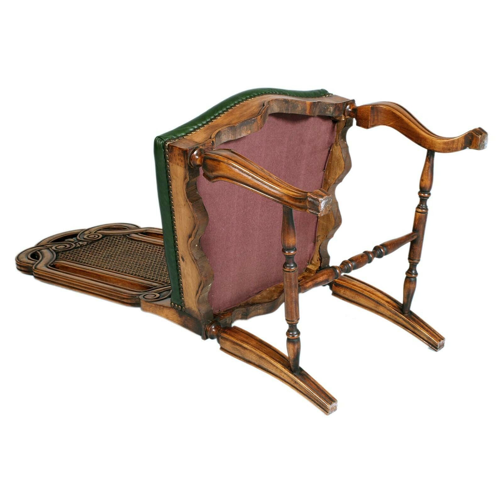 Eight Venetian Chippendale Palladian Chairs, In Walnut, Vienna Straw, Leather photo for sale