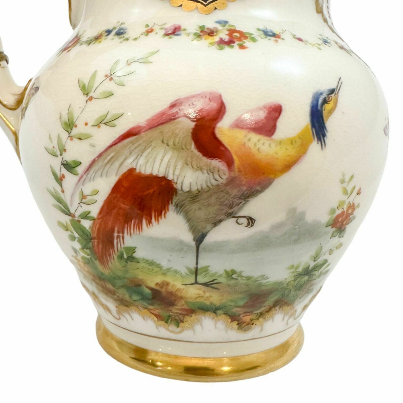 photo vinterior Antique Edwardian Royal Doulton Soft Paste Porcelain Bird Of Paradise Jug / Ewer