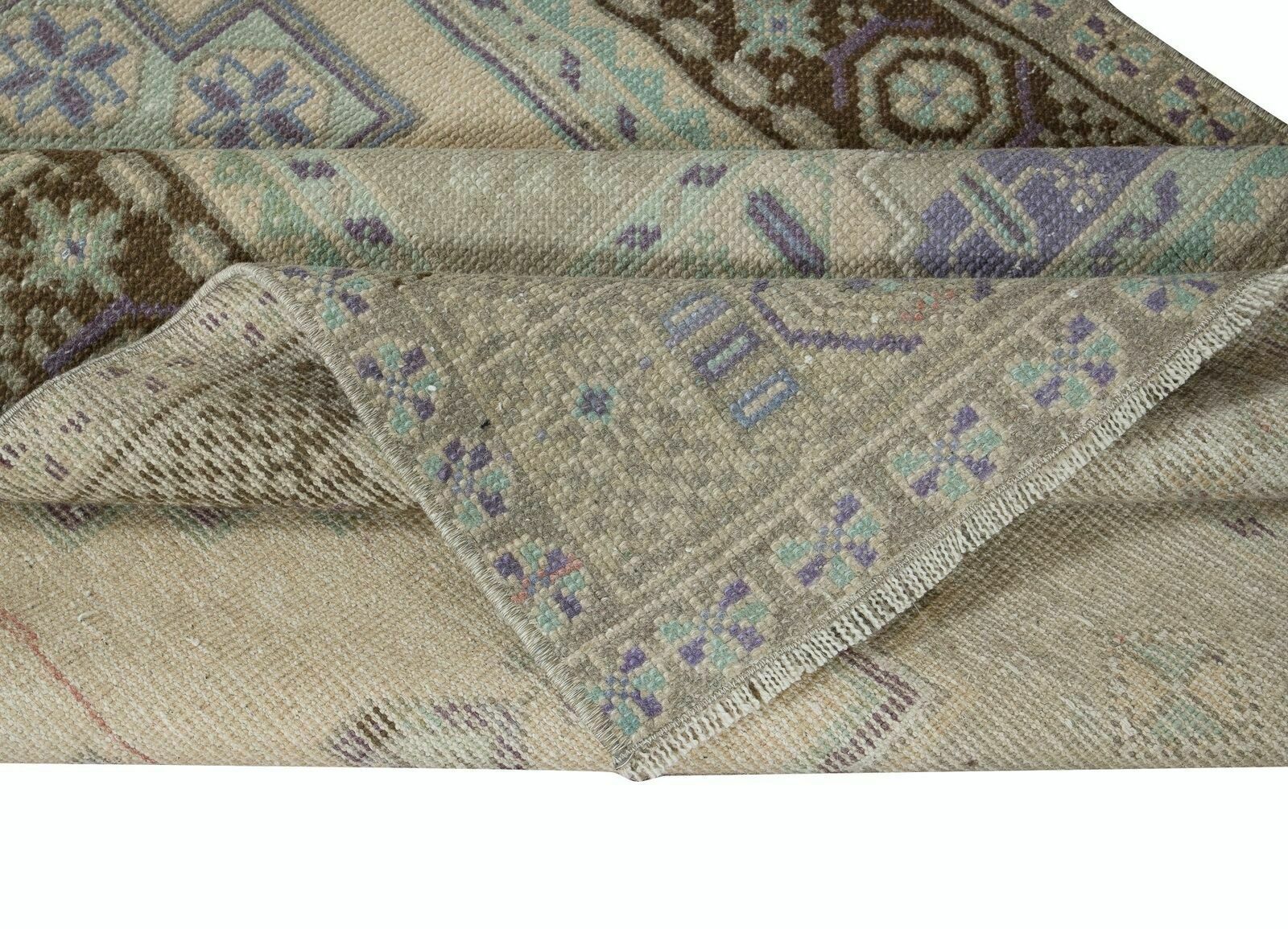 3.5x6.5 Ft Hand Knotted Oriental Rug, Vintage Turkish Village Carpet, 100% Wool photo for sale