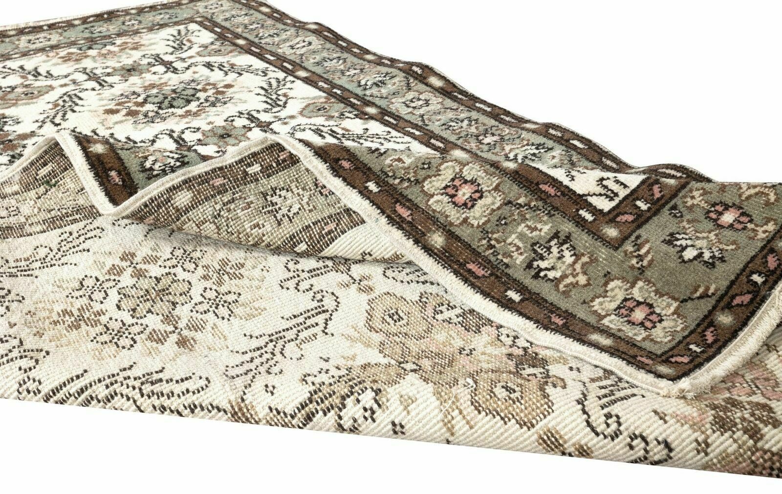 Hand Knotted Turkish Wool Rug, Floral Pattern Floor Covering photo for sale