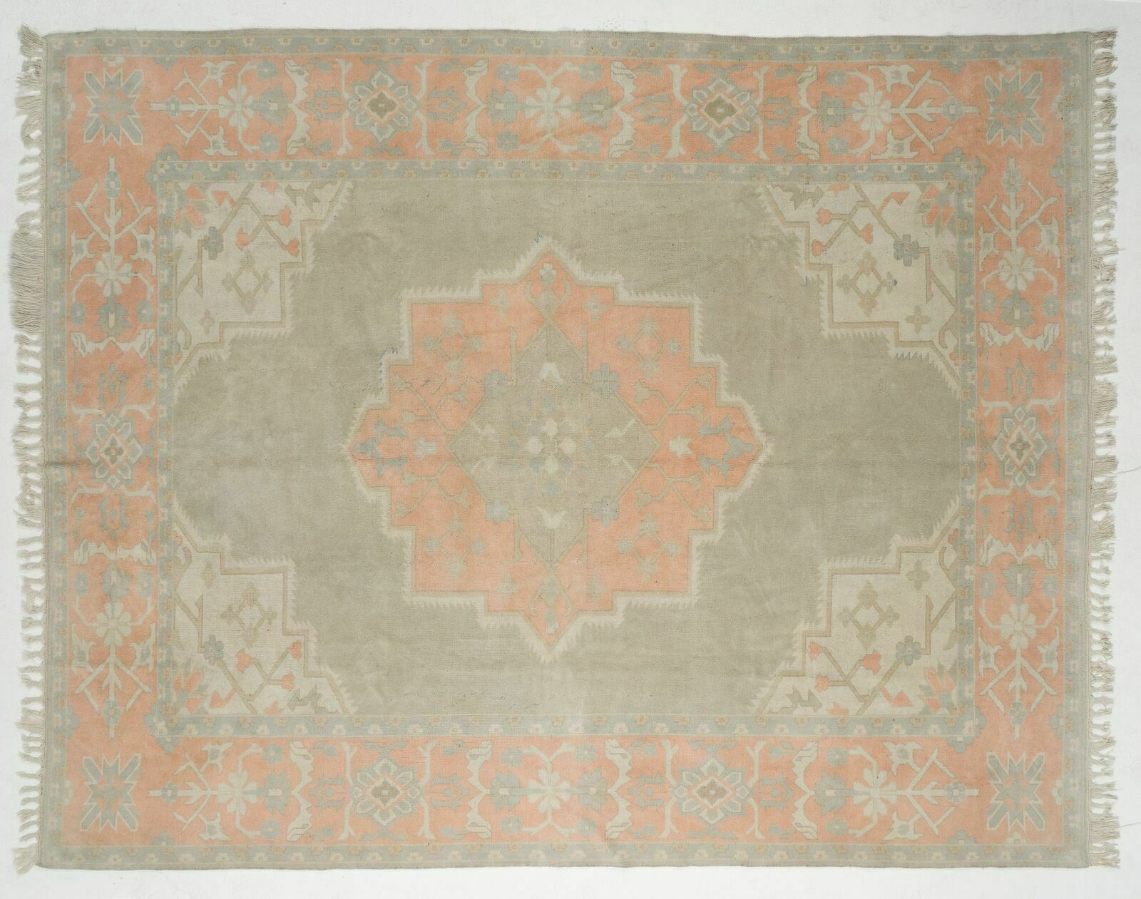 10x12.4 Ft Vintage Oushak Rug, 100% Wool, Natural Dyes photo 3347.0