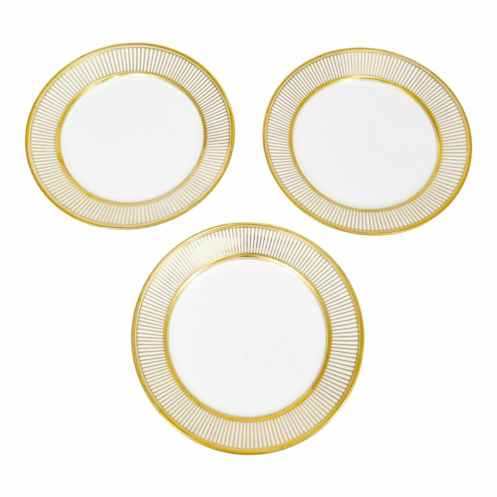 1830’s Empire Old Paris Porcelain Set Of 3 Gilded Side / Dessert Plates Feuillet photo Home Decor