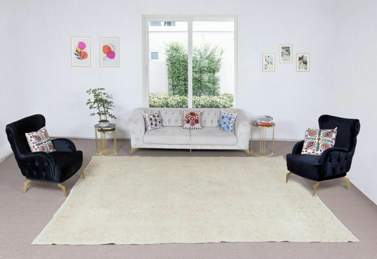 Antique Washed Turkish Rug, Hand Knotted Vintage One Of A Kind Carpet photo for sale