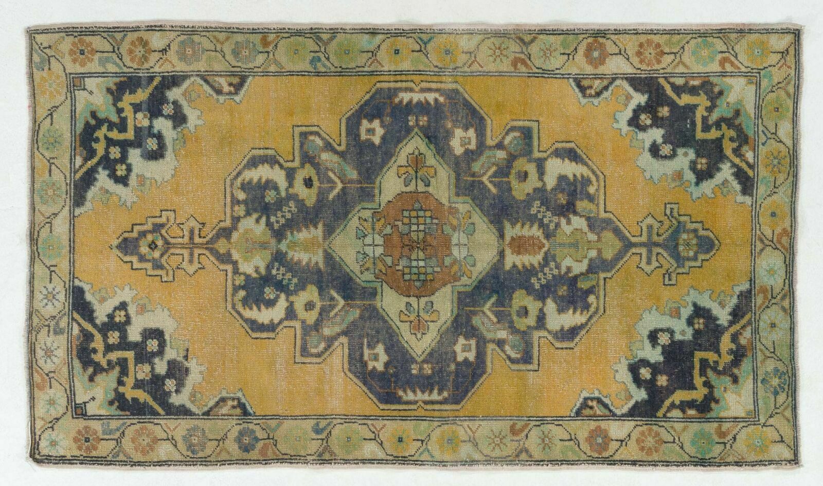 4.1x7.3 Ft Vintage Turkish Oushak Rug, Wool Carpet, Traditional Floor Covering photo 457.0
