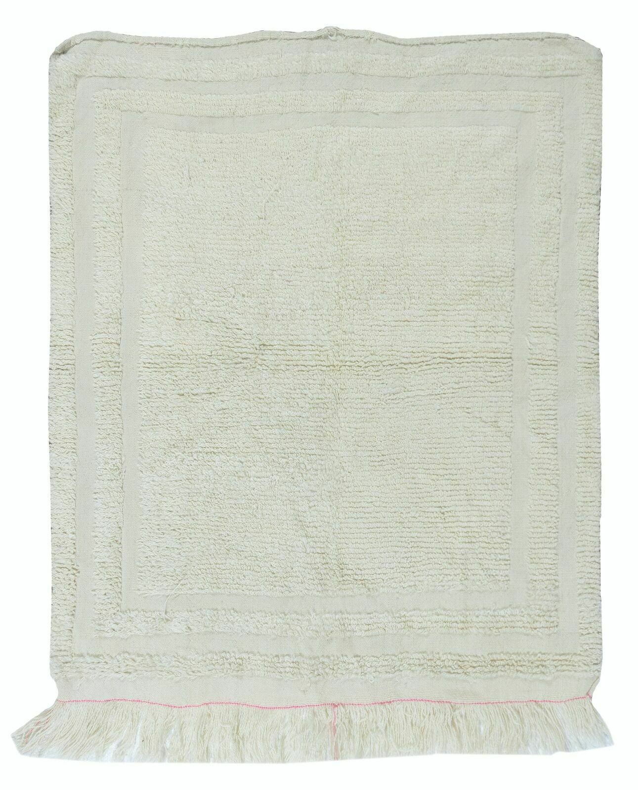 Minimalist Vintage Anatolian "Tulu" Rug In Beige, 100% Natural Wool