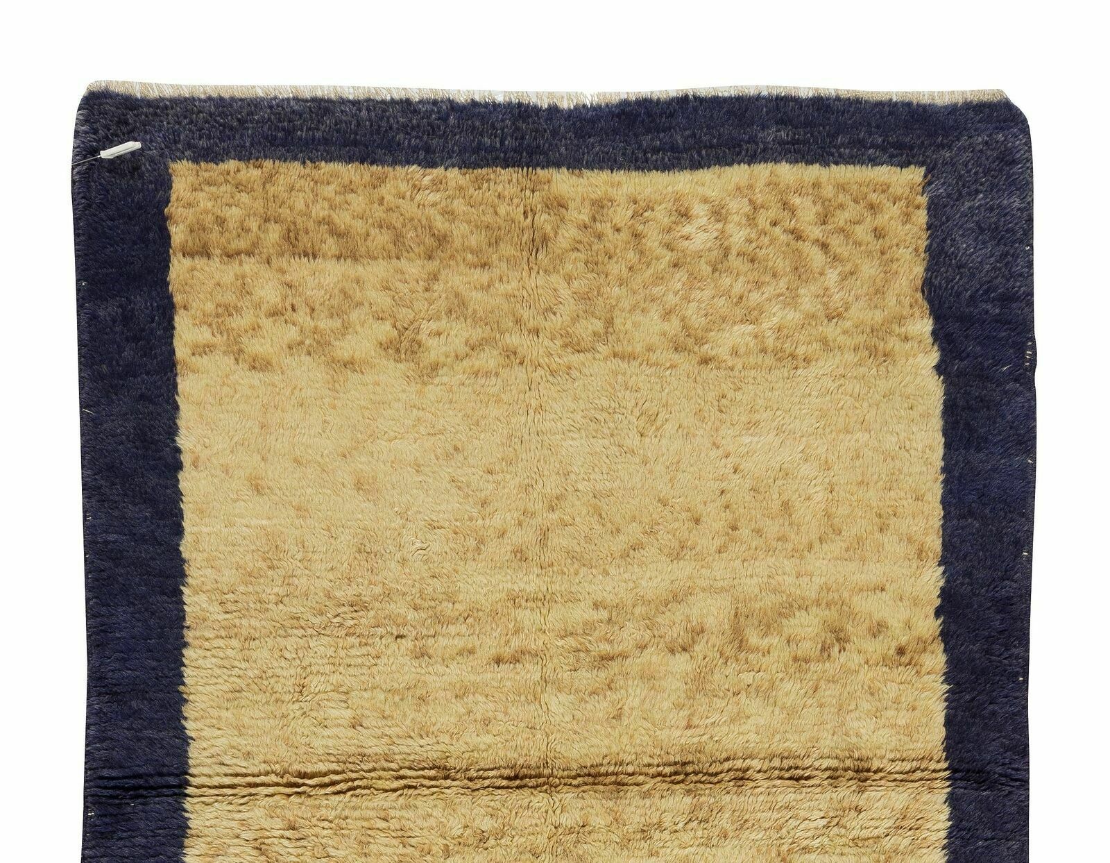 Late 20th Century Minimalist Handmade "Tulu" Rug In Navy Blue & Camel photo Textiles
