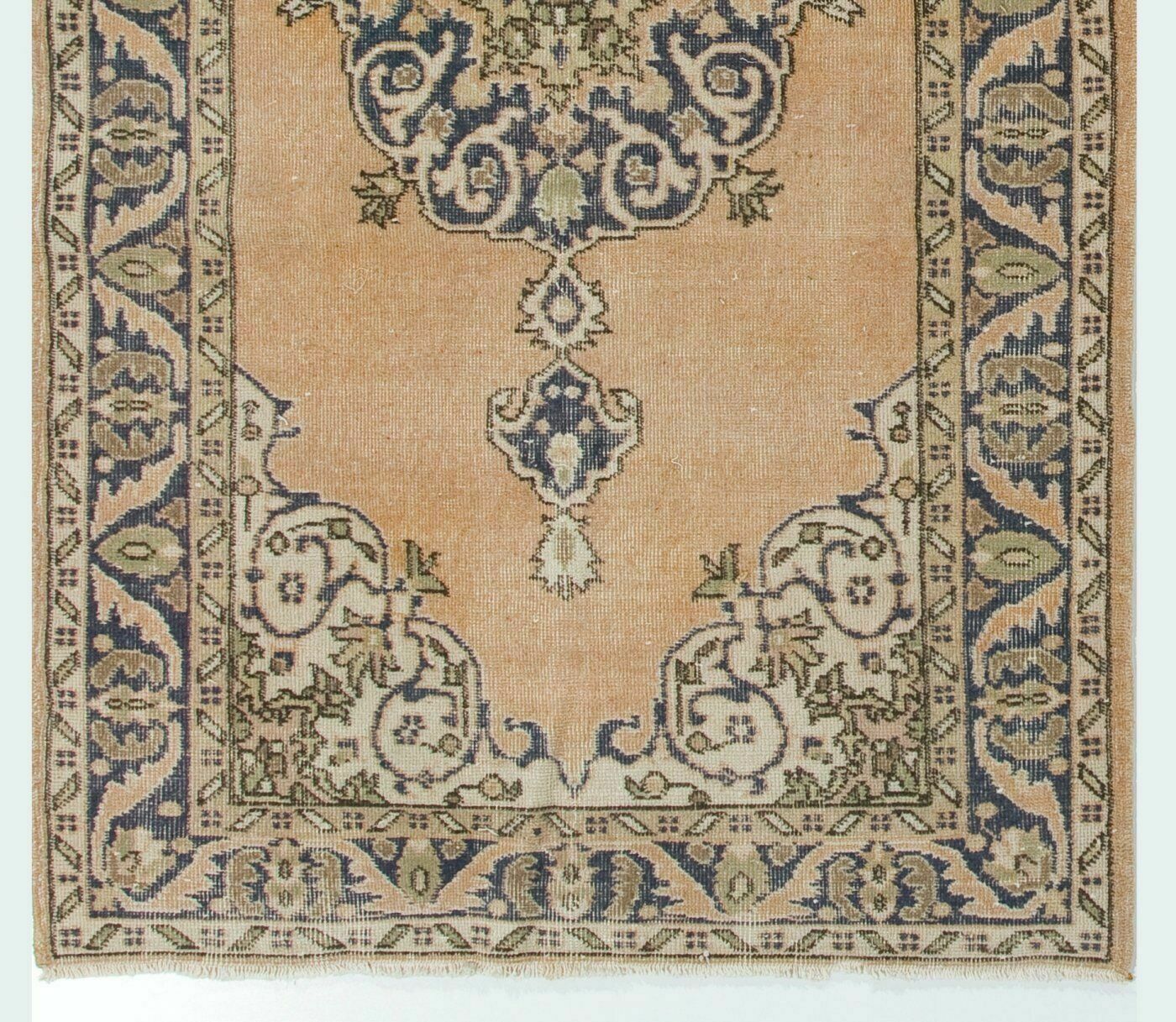 4x7 Ft Fine Hand Knotted 1960s Accent Rug With Medallion Design In Soft Tones photo for sale