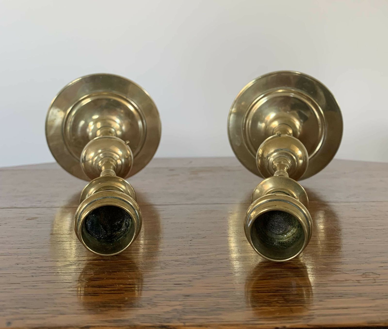 A Pair Of Arts And Crafts / Gothic Revival Style Brass Candlesticks, C. 1900 photo Home Decor