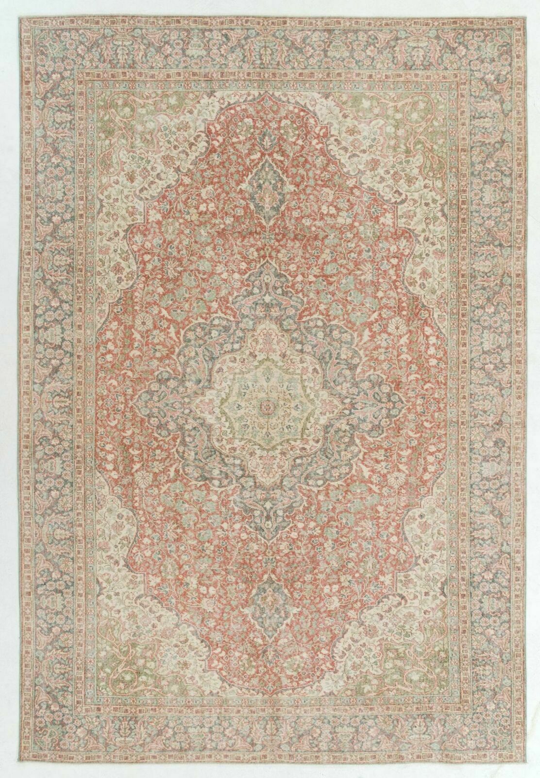 8.7x12.8 Ft Fine Mid Century One Of A Kind Turkish Wool Area Rug In Muted Colors