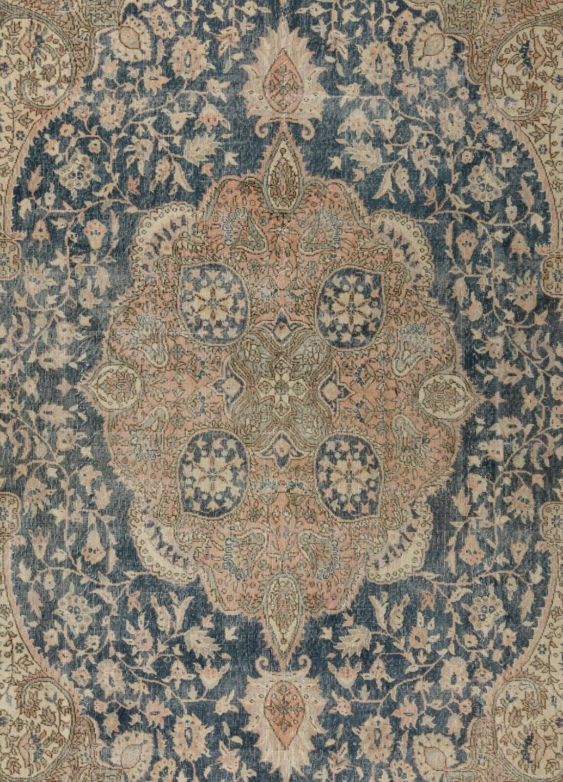 9.2x13 Ft Fine Vintage Traditional Turkish Wool Rug, Hand Knotted Large Carpet photo Textiles