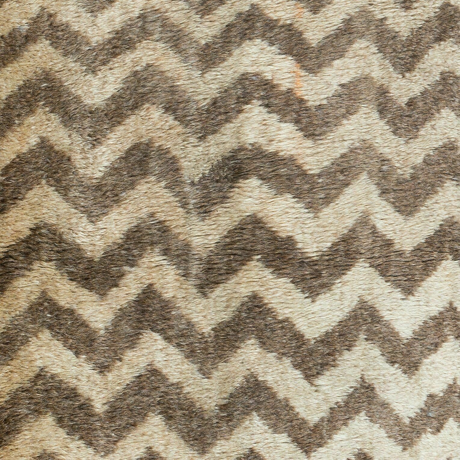 1.8x4 Ft Vintage Handmade Turkish Tulu Rug In Brown & Beige With Zig Zag Design photo 193.0