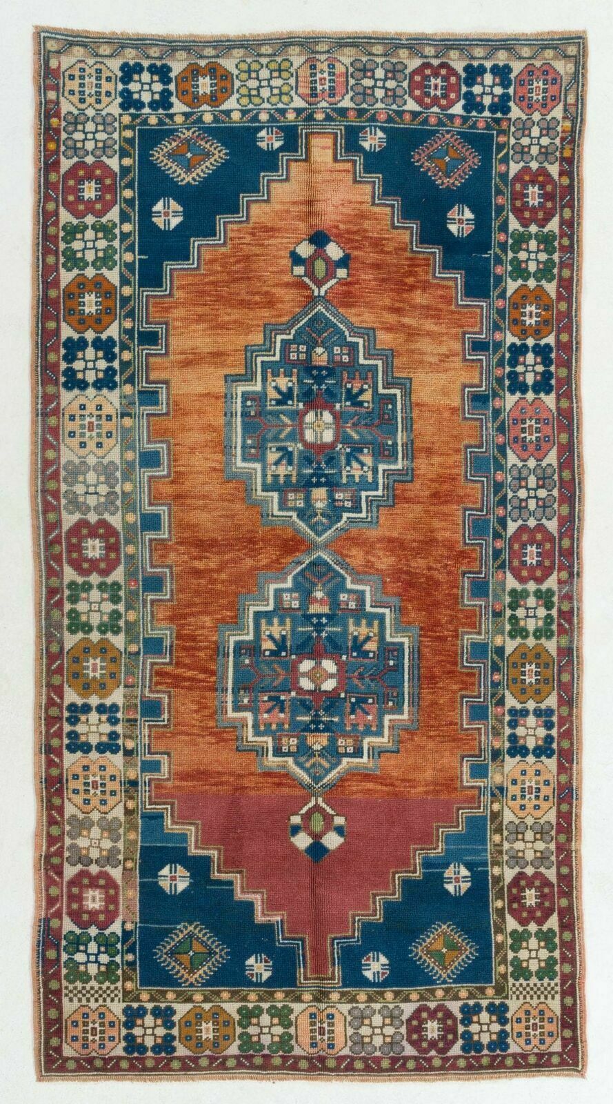 4.6x8.8 Ft Vintage Central Anatolian Village Area Rug. Hand Knotted Wool Carpet