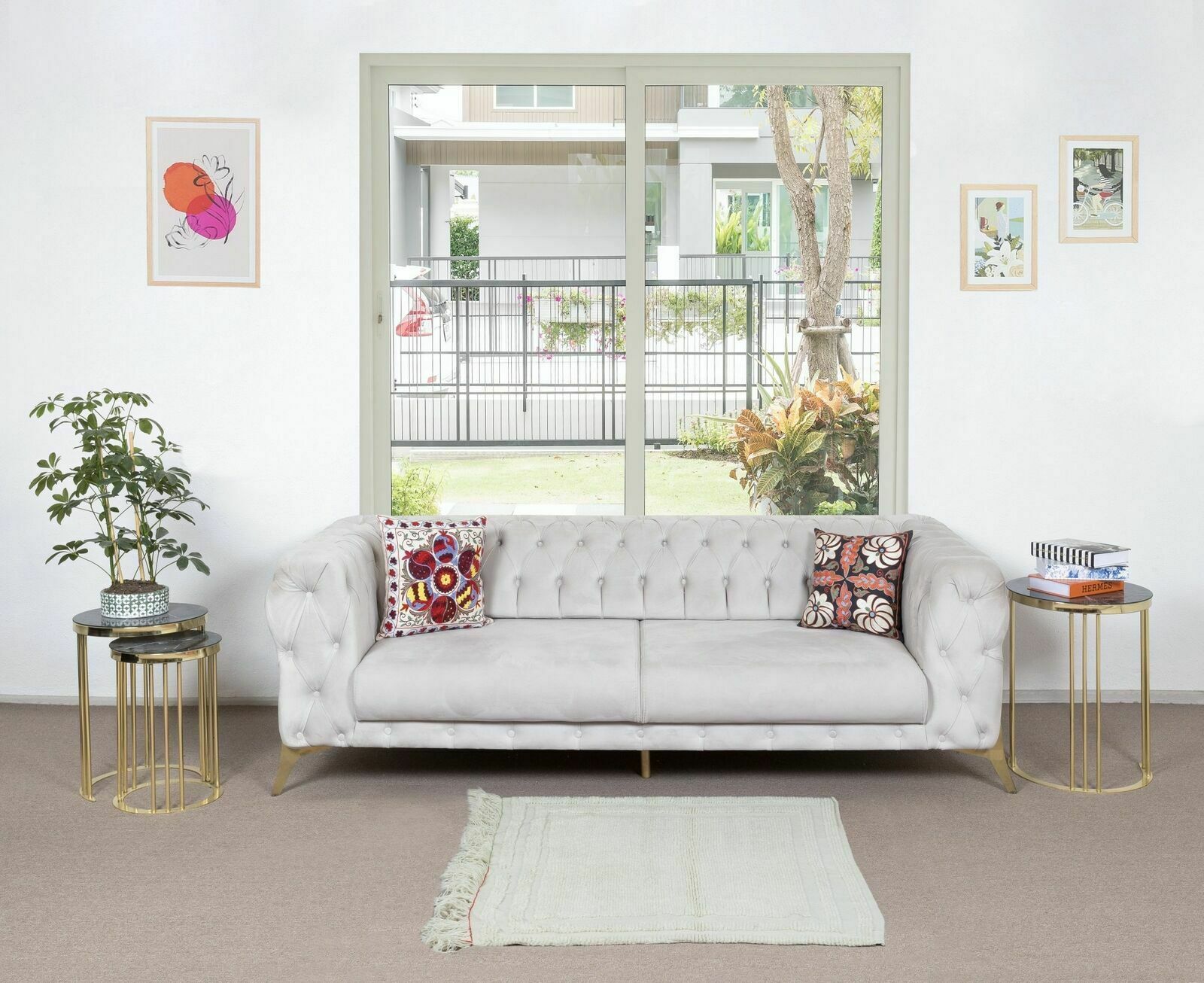 3.4x3.7 Ft Minimalist Vintage Turkish Small Tulu Rug In Beige, 100% Natural Wool photo furniture