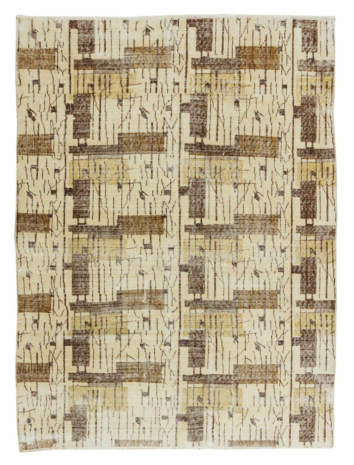 5x6.6 Ft Mid Century Modern Vintage Turkish Rug Designed By Zeki Muren