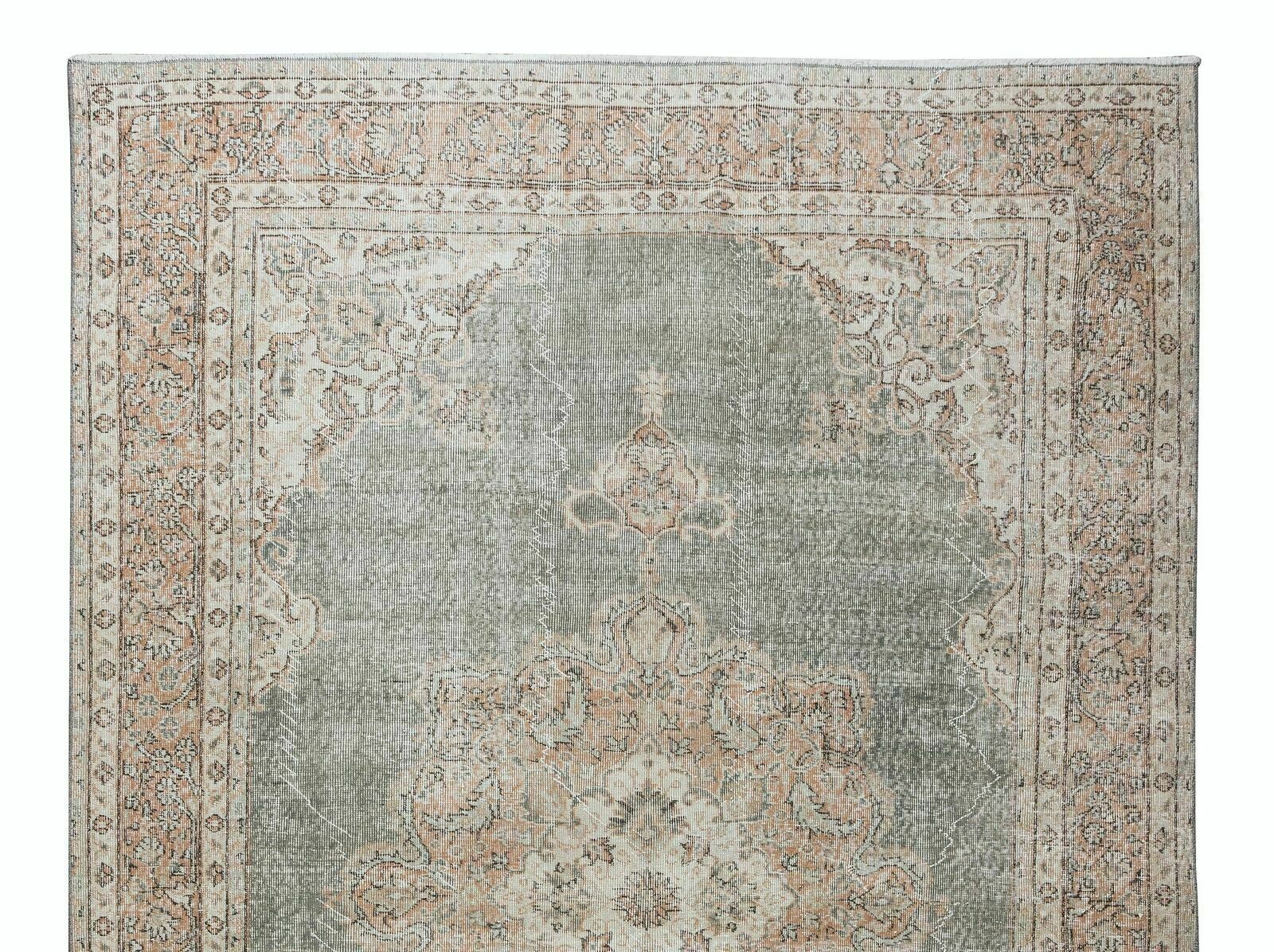 6.9x11.3 Ft Hand Made Turkish Rug With Medallion Design, Woolen Floor Covering photo Textiles