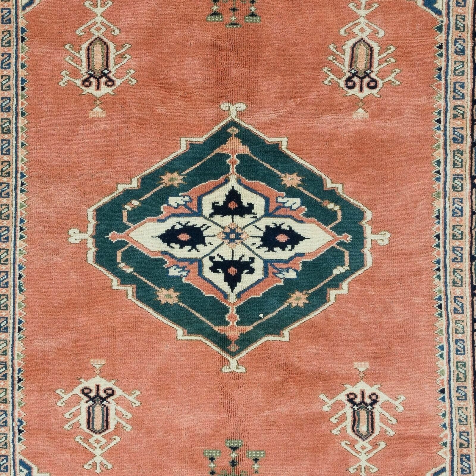 5.2x6.7 Ft Traditional Handmade Vintage Turkish Rug With Medallion, 100% Wool photo 939.0