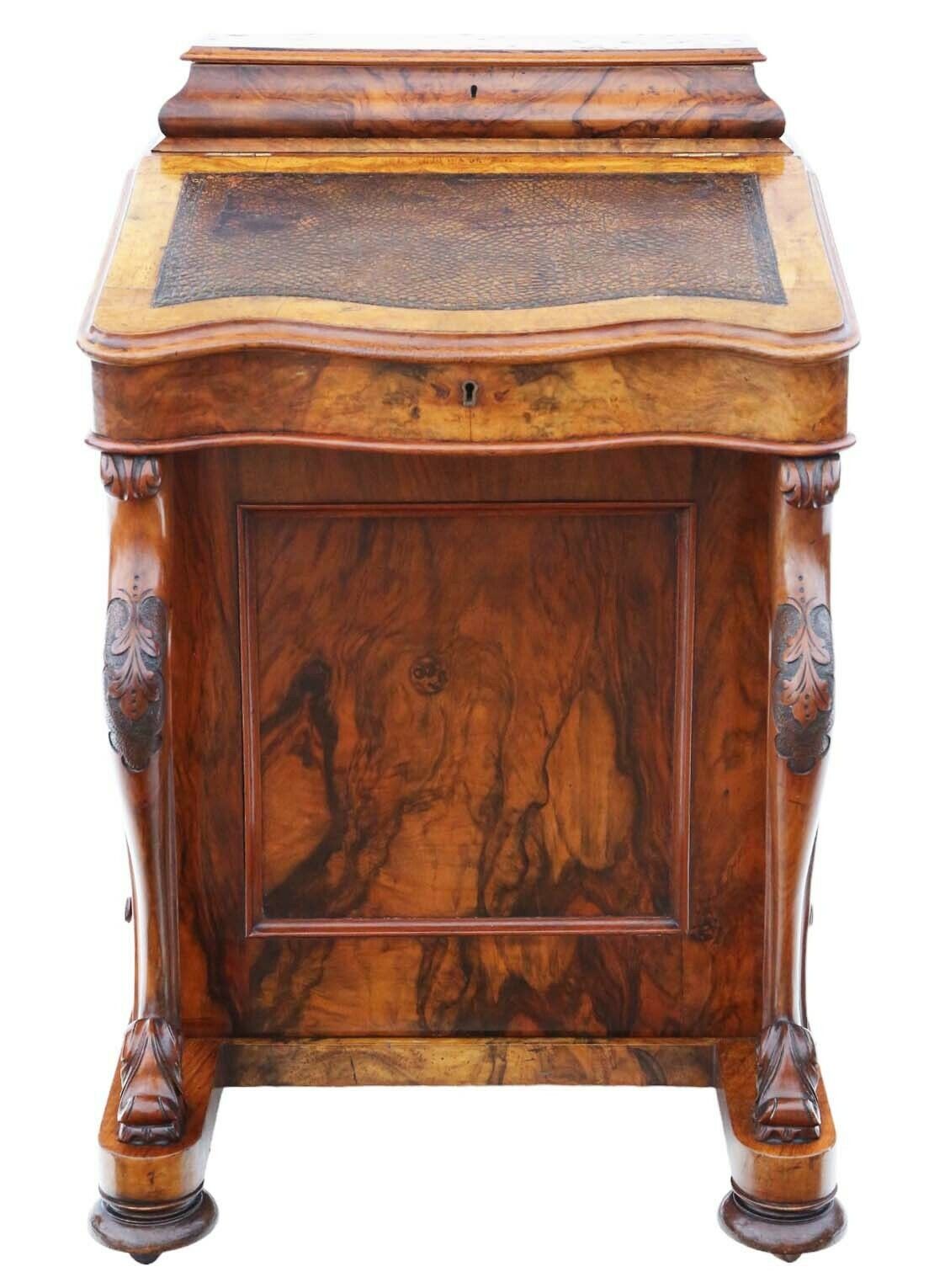 Victorian Burr Walnut Davenport Writing Table Desk   C. 1870 photo for sale