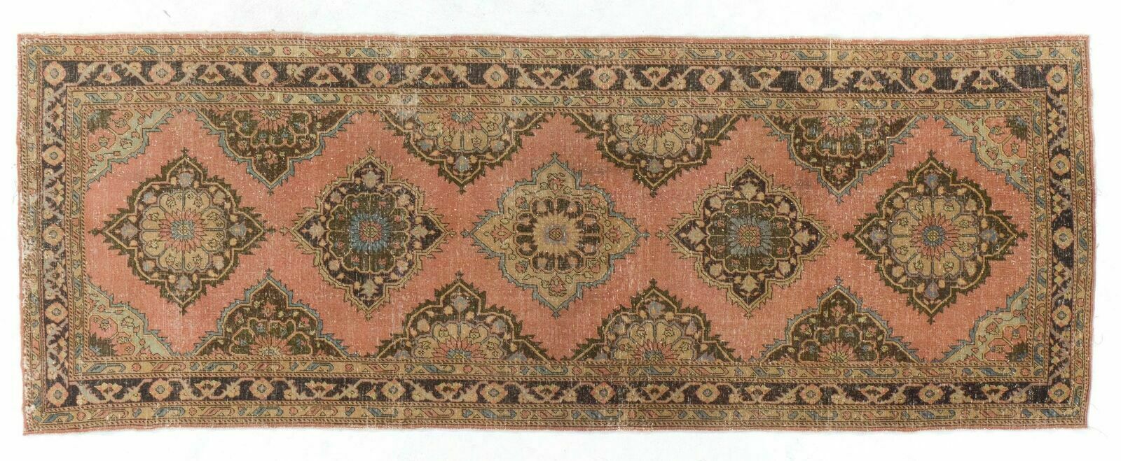 4.6x12.5 Ft One Of A Kind Vintage Handmade Turkish Runner Rug For Hallway Decor photo 549.0