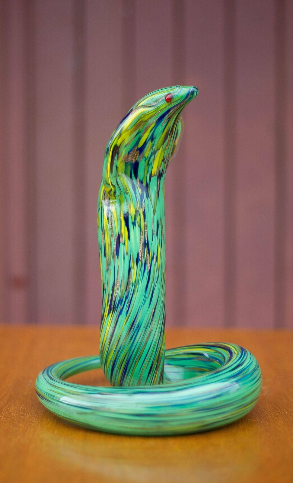 Large Murano Snake, Murano Green Snake, Glass Snake Statue, Murano Animals, Collection, Snake photo for sale
