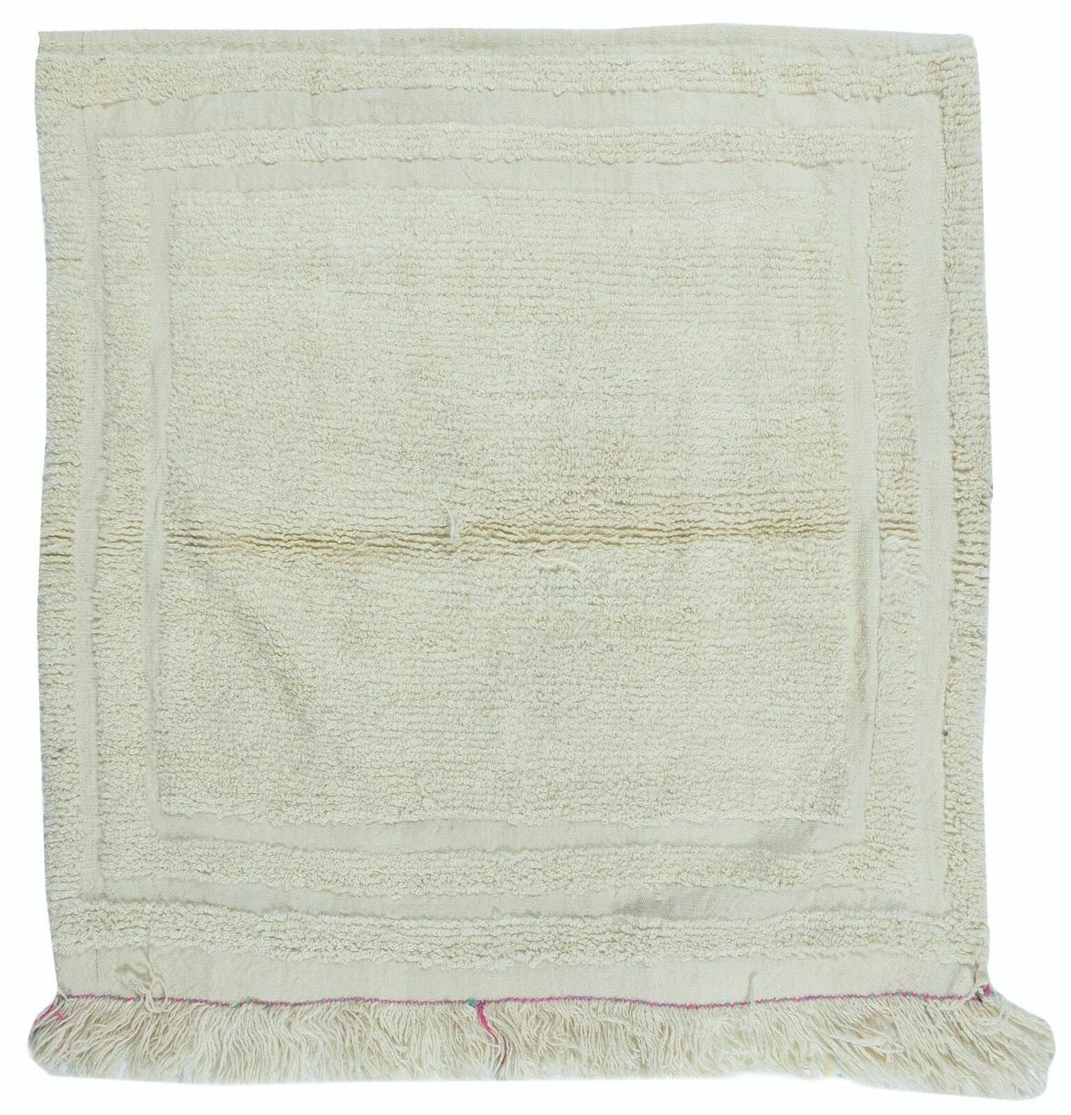 3.7x3.8 Ft Minimalist Vintage Anatolian "Tulu" Rug, 100% Natural Wool