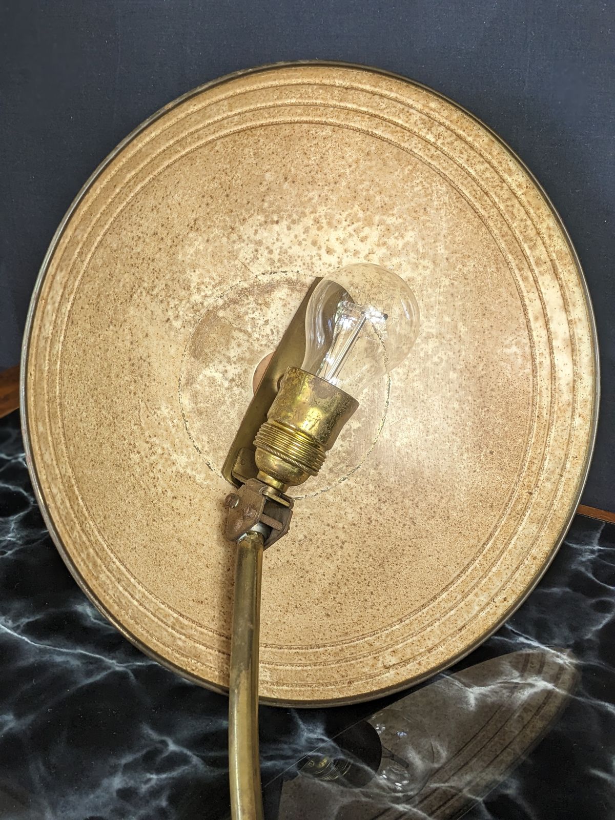 1950s Sputnik Desk Lamp In Green And Brass photo vintage