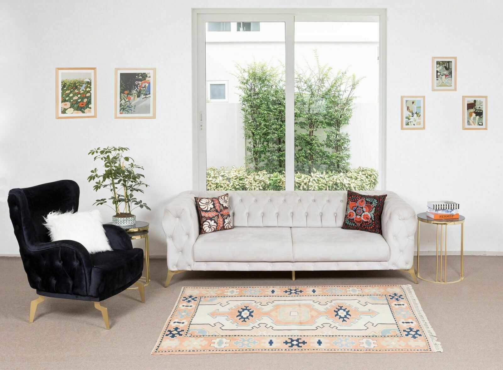 4.3x6.5 Ft Vintage Handmade Turkish Rug With Geometric Design photo furniture