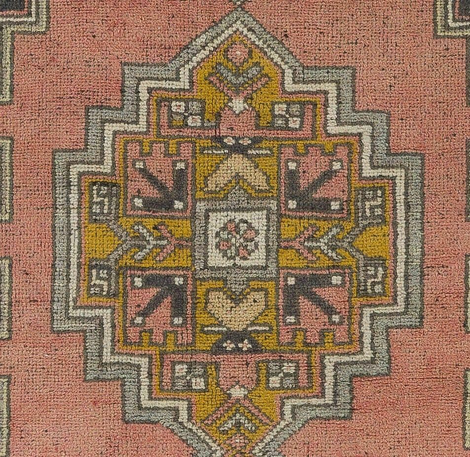 4x7 Ft Vintage Hand Knotted Wool Turkish Area Rug With Geometric Design In Muted photo Textiles