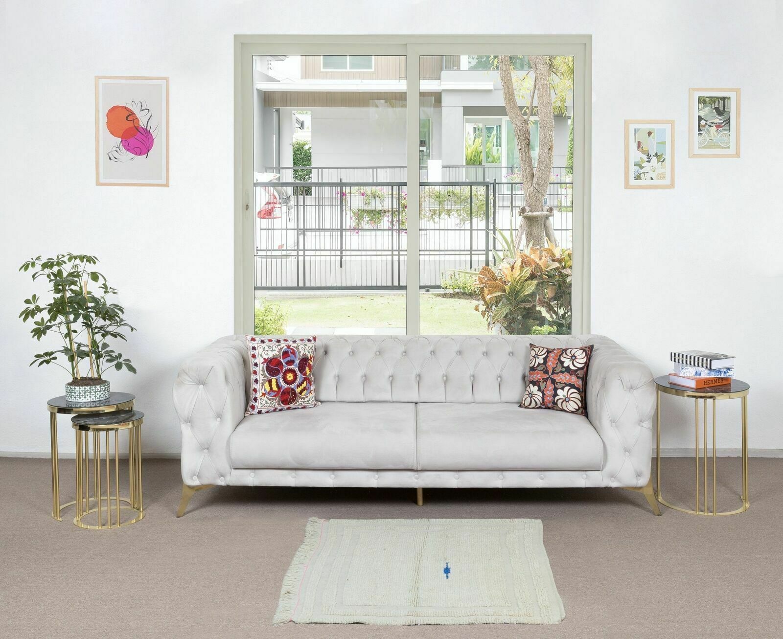 3.5x3.3 Ft Minimalist Vintage Small Tulu Rug Made Of Natural Beige Wool photo furniture
