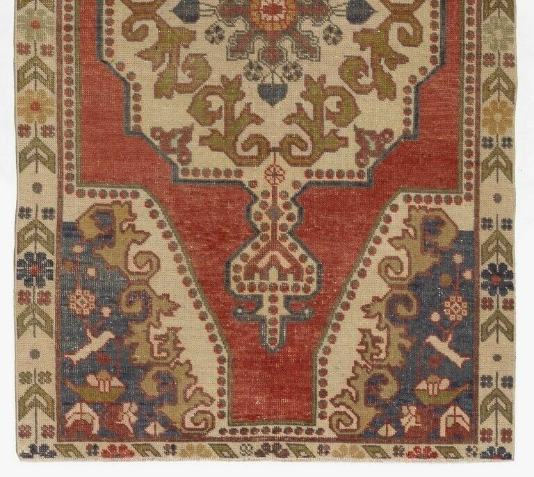 4.4x7.8 Ft Medallion Design, Vintage Central Anatolian Village Rug, 100% Wool photo Textiles