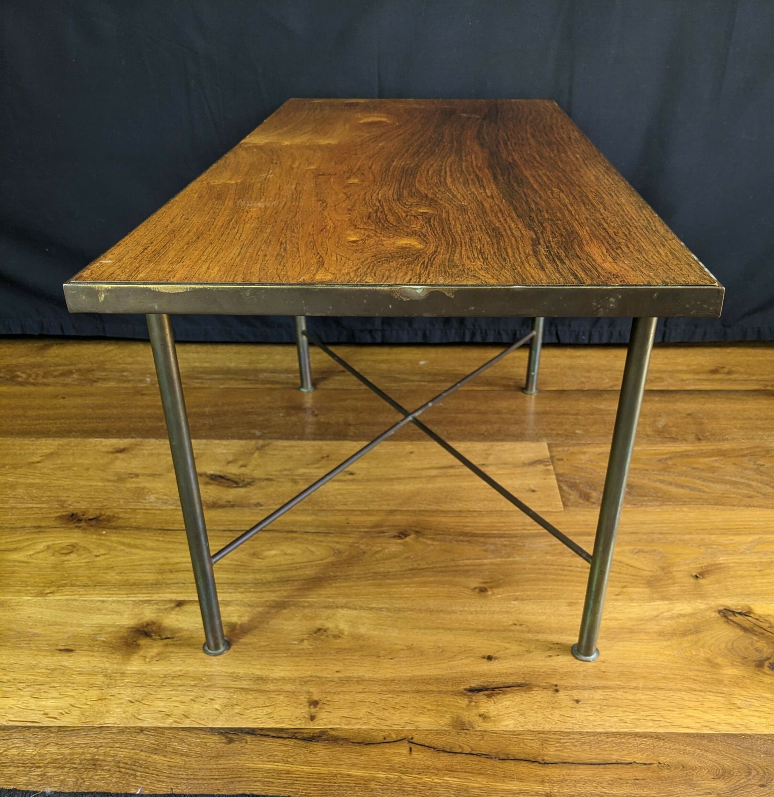 Rare Mid Century Rosewood Coffee Table With Brass Legs By Danish Designer Frode Holm For Illums Bolighus, Copenhagen. Cites Article 10 In Place photo vinterior