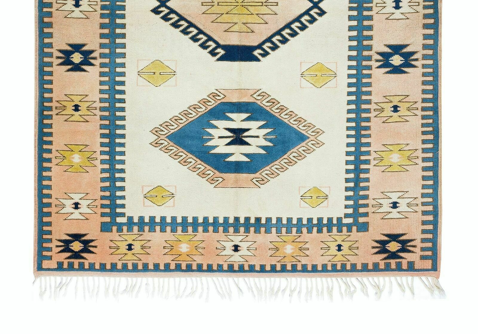 5.5x6.8 Ft Vintage Handknotted Wool Rug From Turkey With Triple Medallion Design photo 510.0