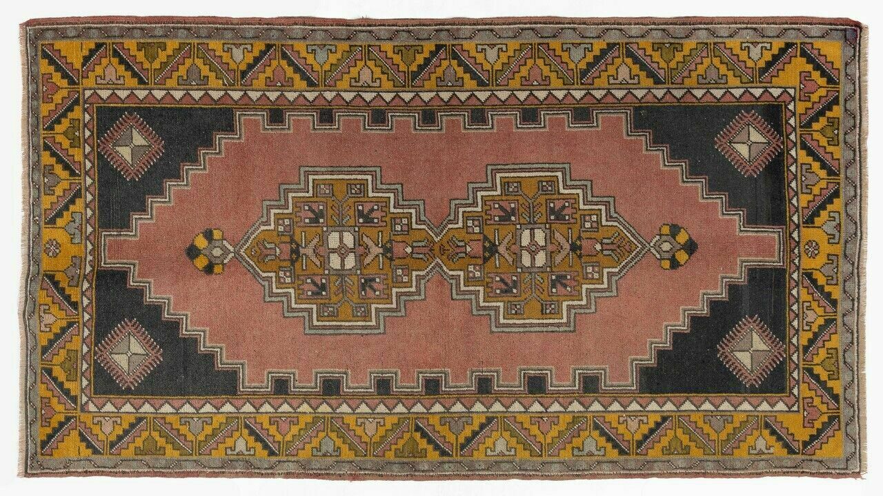 4x7 Ft Hand Knotted Vintage Anatolian Tribal Accent Rug, Home Decor Carpet photo Textiles