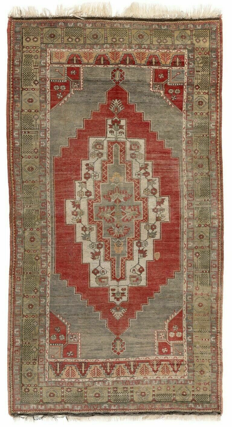 5.3x9.4 Ft Mid Century Handmade Anatolian Area Rug With Tribal Style, Circa 1950
